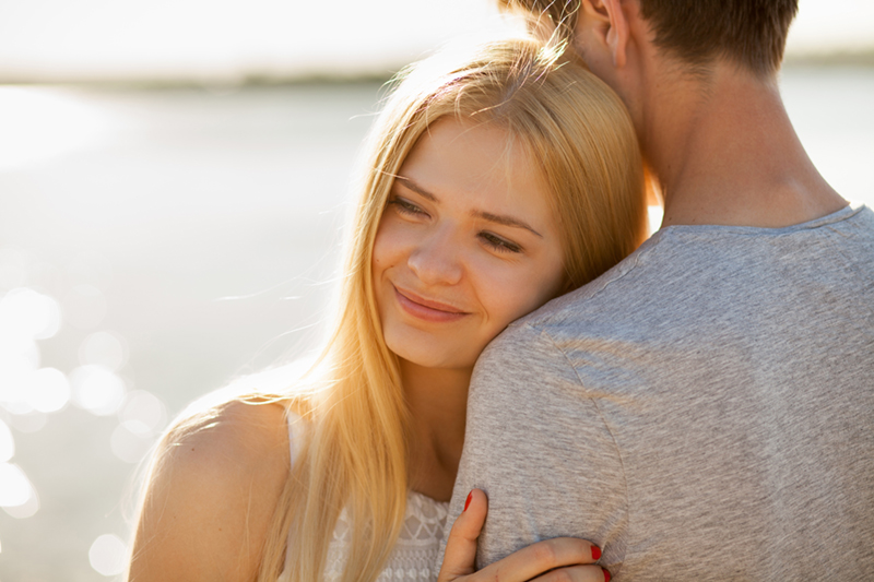 young couple hugging